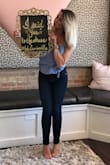 I love this blue wrap top! It runs a little small, so I would definitely suggest ordering a size up! I wear this top all the time and I always receive a ton of compliments! - Misty R.