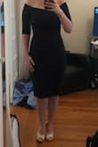 Fabric is stretchy and flattering and slimming. I recently lost some weight and I feel really good in this dress. Would definitely recommend it. The off shoulder aspect of it is my favorite part. Hope this helps ! - Shirley H.