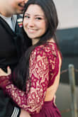 I loved this dress! The waist is a little tight. I also had to get it hemmed, but it was perfect for our engagement photos! - April C.