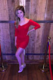 I feel like I could've ordered an XS but the S fits just right. I have a small chest, so I don't fill in that area very well. I use fashion tape to help with any gaping. It's very cute! I wish I would have ordered the black one too! - Marissa R.