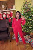 All I wanted for Christmas was the perfect red jumpsuit and Lulus made it happen! 

I ordered the xs. Since I'm a mere 4'11", it was little big in the shoulders and a bit too long at the bottom. Nothing a quick trip to the tailor can't fix though! - Stephanie O.