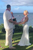 This was my dream dress. We had our wedding in a backyard beach house, no shoes, fit like a glove. - Alexys R.