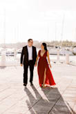 I wanted a flowy type of dress for our engagement photos. The style and color were just perfect! The dress does have a slight weight to it but nothing out of this world. I did have to get alterations for the length and the side boob and frontal opening to much but other than that it worked out perfect!!! I highly recommend! You will turn heads! - Araceli M.