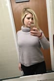 This is a great top you can throw on and look put-together! This fits like a regular Large size should and I could have gotten away with a medium, but glad I have a L in case it shrinks. It is a tiny bit see-through even with a nude bra, but not too noticeable. The grey color is very pretty! - Ashley W.