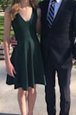 I ordered this dress for a summer wedding and absolutely love it! It fits well and I really liked the length. It is a very comfortable material that is stretchy and really moves with you. I definitely recommend getting it! - Ellen S.
