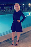 This dress is super comfortable and looks amazing! The weight of the fabric is thicker which is nice for those outside events that are on the cooler side. I love the swing of the dress! The length was perfect for my work party as well! - Amanda H.