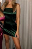 Material/color/size was as expected. It wasn't as tight on my waist as it was on the model, but I wouldn't go down a size. The fabric doesn't stretch. The straps are adjustable which is a huge plus. I felt so great in this dress and would definitely recommend it! - Tricia L.