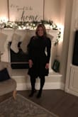 This is a very comfortable dress because it is stretchy. It's very conservative, so it was perfect for Christmas Eve church service. Hits right at the knee and is high necked. - Shawna B.