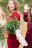 I wore this as a bridesmaids dress in December and the material is very thick and warm. The dress itself hugs your curves very much, but the high neck makes it a classy gown. It is stretchy and I absolutely love this dress. - Katherine B.