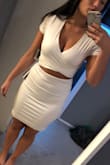 Cute outfit, but the material seems cheaper. More of a soft thin T-shirt material, but nonetheless cute and comfortable - Taylor L.