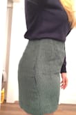 So I'm a pear-shaped girl with a booty! The large of this fit well, flattered my booty, and wasn't too short or boxy (my typical problem).
I tried the turquoise with a cute black top and it looks decent, it looked AWESOME with a white vneck.

This is a very different addition to my closet but I think it'll open up a lot of options :) - Marianna H.