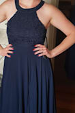 This beautiful picture perfect navy blue dress is, well... truly picture perfect. It's such a gorgeous dress and is everything I imagined it would be. It certainly fits true to size! This dress is elegant and classy, and I'm so glad I chose this for my bridesmaids! I look forward to such a magical day with my bridesmaids looking stunning in this blue lace dress. - Kristie-Lee C.