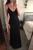 I bought this for a black tie wedding and despite popular opinion I went with my normal size! It fits so well, has stretch & looks so good! The length was also very close to perfect on me, I'm 5'8" and I can still wear a heel, but if I choose a flat for comfort I definitely will not be tripping over the extra fabric. - Natalie M.