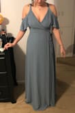 Fits great! Pretty long! The bride wanted our dresses to touch the ground when our heels were on and it def does! Very comfy. No need for a bra because the way the seams are! Overall, it was a great purchase! I don't have to have it altered at all! - Hillary C.