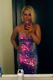 I wore this dress to NYE and it was absolutely beautiful!! It was very comfortable and the color is stunning! It pulls different colors depending on the lighting, but all the colors look amazing! Loved it! - Heather Y.