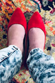 I love these red shoes and they're vegan!  Perfect! - Shelly E.