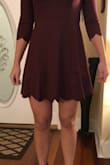I loved this dress! The material was so nice and thick (not too thick though). It fit perfectly on top and was very comfortable. However, it was too short for my comfort, unfortunately. :( I'm 5'10" and ordered a medium based on reviews. I think the large would be too big in the chest for me so I'm just going to return this dress and search for a different style. Super bummed! - Kelsey Y.