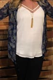 Worked well under a kimono. Not too sheer. Flowy and the mesh detail at the top added a little pizzazz. - Rianne B.