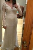 Thicker fabric for a colder wedding day. I ended up not liking how the back design sat on my body. The shoulders sat a bit wide on me as well. Overall, it fits well and is nicely made! - Ashley P.
