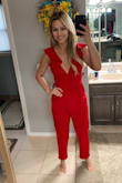 I absolutely love this jumpsuit, my size is usually small, but I don'tt like too tight so I ordered medium and fit me perfectly, I'm planning on wearing this for Valentines Day. Love love love! - Daniela V.