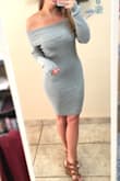 Love the off the shoulder look and how it's a thinner sweater dress material so it doesn't make you look bulkier. Got a lot of compliments! - Nicole S.