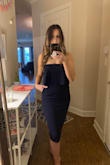 The pockets sold me on this dress and I'm obsessed. I had read in another review that the flowy part on top covers the smallest part of your waist and sadly that's true, but I don't think I would have noticed if I hadn't read from someone else. Super flattering - Love! - Megan P.