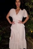 This light cream color dress is amazing! It fits beautifully and compliments my skin tone a lot! I ordered it for a formal dinner party, and everyone else loved it too. I'm thinking of buying the same one in a different color. - Melisa H.