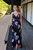Absolutely beautiful wrap dress. I bought the navy blue one and not only was it perfect as a wedding guest dress, but my friend also wore it as we dressed up for a photogenic park visit. - Nancy S.