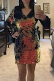 I bought this on a final sale and was really worried it would be too big or too small, I didn't know. It ended up fitting perfectly. I can wear an XS in a lot of things, but I know this is a juniors company (I am not a junior) so runs a little smaller and the reviews said it didn't stretch much. I prob could have gone with an XS if I wasn't bigger up top. Anywho, it is an absolute blast of a dress. It is also, actually really warm. The only thing I would say is that the sleeves could be a little more form-fitted. They're a tad on the baggy side, but I can deal with it. Thanks Lulus!! - Pamela W.