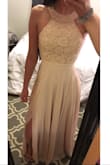I ordered a XS, it fits pretty good everywhere but my waist itâs a little tight I probably should have went up a size. I love how long it is, I usually have trouble finding dresses that are longer. Overall beautiful dress! - Brittany H.