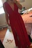 Absolutely love this dress. The material is so soft and flowy. It fits perfectly in the bust and shoulders. I don't even need to wear a bra which is always a plus! Very flattering in the mid section as well. Would highly recommend! - Lauren G.