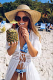Wore this adorable hat a few times. Once at a winery and a few times on the beach. It's a great accessory to dress up bathing suits, coverups, or a summer maxi dress. Would def recommend! The only negative thing about it was that the black detail around the hat came off a little but it was an easy fix with a safety pin. - Scarlett B.