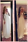 This dress has been sitting on my favorites list for over two years. When I got engaged recently,  I went the traditional route though and did try on wedding gowns... but I didn't like any of them. I kept thinking back to this dress. So, I took the plunge and ordered it. I LOVE IT. It's even more beautiful than I imagined it would be. It's definitely way too long for us short gals, and I'll have to get the waist and shoulder straps taken in... but otherwise it's an absolute dream. Gorgeous and lovely... couldn't be happier. Thank you Lulus!!!!! Never disappointed. :) - Mikayla S.