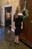 Love this dress! Material is stretchy, very comfortable! Love the longer length and the slit in the back. Runs true to size. - Kim T.