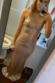 I bought this to wear to my moms wedding and I'm obsessed! The all sequin dresses I found in department stores were double the price so this was a great deal. I got an XS and definitely wouldn't change the size (I'm a 0-2 in pants, small in tops). I am going to have to get it altered a couple inches because I'm short and I don't want to wear huge heels with it. It's super comfy and I love the adjustable straps. Would definitely recommend! - Victoria S.
