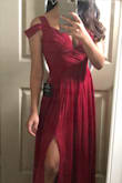 Since prom season is coming up I thought I would review how much I loved wearing this dress for my senior prom (May 2018). It's elegant, flirty and fun. I'm a rather petite gal and with the reviews I read, I accepted the fact that I would have to get it hemmed if I bought it. To much of my surprise, I ordered the smallest size (xxs) and it was still way too big for me. Nevertheless, after some adjustments it came out exactly how I wanted! Just be prepared to spend a little bit more if you're petite. - Wendy M.