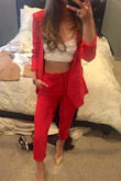 Love this blazer. I got it to pair with these pants. The color is the same; however, the materials are different. They were out of the matching blazer in my size, so this will have to do! 

Cant wait to pair it with cute jeans and heels :) - Erica S.