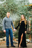 If you need an amazing engagement photo (or any photo for that matter) dress, this is your dress! It's very classy and elegant. The slit gives it something extra which makes the dress. It's a thick-ish material. Fits true to size. I was able to take some engagement photos outside in it without completely freezing. Highly recommend! - Lauren H.