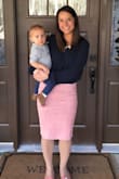 This skirt fits a little small, but I would order the same size if ordering again! I would recommend sizing up if you're in between sizes! Great material, pretty color, and this skirt can be worn with so much. - Kristina O.