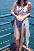 The quality of the material is great. It is thick so you won't be needing a bra at all. The strings were too long so I cut them a little bit. Waiting for summer to wear it again - Andrea G.