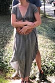 I love this outfit. It can be worn for any event. It soft and not see-through. However, it shrinks, I would recommend wash it by hand and let it dry by itself. I didn't put it in the dryer, just in the washer machine and now it is a funny-length capri. The picture is after the first time I washed it. Now is a little bit shorter than that. - Andrea G.