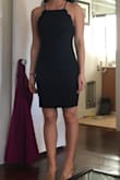 I freakin' love this dress! I am usually between an XS and S according to Lulus' size chart, but since this is a more fitted style, I went with the S. It fits like a glove! It is usually SO hard for me to find a fitted dress that actually looks good on me... I am petite and have more of a booty, but this dress is absolutely perfect. The top straps are adjustable to make the fit just right on the top, and the material is thick and slightly stretchy so it actually looks good on the bottom. It's really flattering and sexy without being too revealing. - Alexis D.