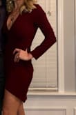 I loved the neckline, the long sleeves, and the overall look of the dress; however, the bottom half of the dress was a little off. Perhaps if one didn't have any hips, it would fit better, but it kinda bunched up. I am usually a medium all the way in every other dress, but this one seemed to be a little tight and not flow well. I really loved it tho! I still wore it. - Alicia W.