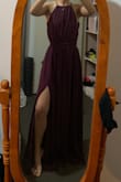 I bought two dresses from Lulus to compare for my sisters wedding. although I didn't choose this one I still really love it! It's a gorgeous and airy maxi and I love the plum purple colour, it's so unique. Im usually between sizes (S and XS) and I went XS and it fits perfectly! What I love about this dress is how adjustable it is. The waistband is elastic and the neck straps are completely adjustable so you can make the bust as loose or as tight as you like. - Aylin K.