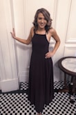 I bought this dress for a work event I had. Other than being really long because I'm only 5'2, it was perfect! I love the lace up back and the flowy material! Such an amazing purchase! I'll definitely wear it again! - Ashley H.