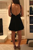 The dress was a little big at the top but was fine until started dancing and then the straps got so stretched out I had to hold the dress up the rest of the night. If the dress was xxs maybe would have been better. The length was perfect. - Ivey M.