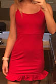 I ordered this dress for a college semi-formal, and I absolutely love it! The fabric is thicker and does not feel cheap at all. The dress fit perfectly, and I love the way it looks. I definitely recommend ordering this dress! - Katie B.