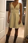 This dress is pretty but not my favorite. I feel like it's a lot of material and it kind of overwhelmed my body. I bet it would look better in someone who was taller and curvier. - Lauren P.