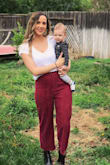 These pants are EVERYTHING! They are so fun and funky. I absolutely love the crop and slight flare of them. I am still rocking my "mom bod" and even with my dreaded stomach pooch, I still felt confident with the high rise of these! They do fit true to size so I would recommend choosing your standard pant size. Give these babies a shot! You won't be disappointed. - Marissa