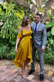 I Love the color of this dress and how it fits. its very flowy and has a lot of movement at the bottom and on the sleeves. this is a wrapped dress and the amazing thing about it is that it actually wraps all around!!! so you don't have to be concerned when you walk or move that is going to open in the front and show too much.
I also love how comfortable it was.
I used it for a wedding in Miami and it was the perfect dress for the occasion and place. - Natalia F.